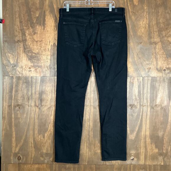 7 For All Mankind Mens Jeans Black Adrien Luxe Tapered Slim Fit Stretch 34 - Picture 10 of 13